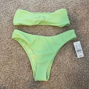 TOP ONLY. Pacsun green knot front bandeau bikini